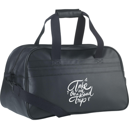 Faux Leather Weekend Bag 21.5 Litres Capacity Printed Logo