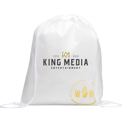 Biodegradable Corn Drawstring Backpack 8 Litre Capacity Printed Logo