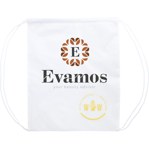 Biodegradable Corn Drawstring Backpack 8 Litre Capacity Printed Logo