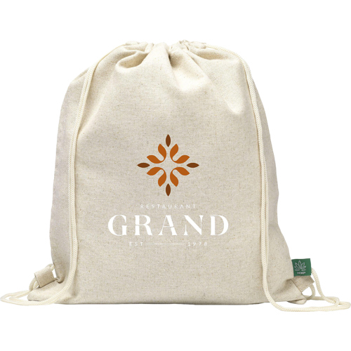 Printed Hemp Drawstring Backpack Bag (250 Gsm/7.37oz)