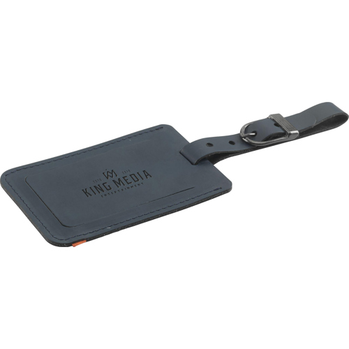 Made Branded Recycled Italian Leather Luggage Tag Rectangular