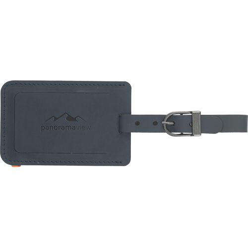 Made Branded Recycled Italian Leather Luggage Tag Rectangular