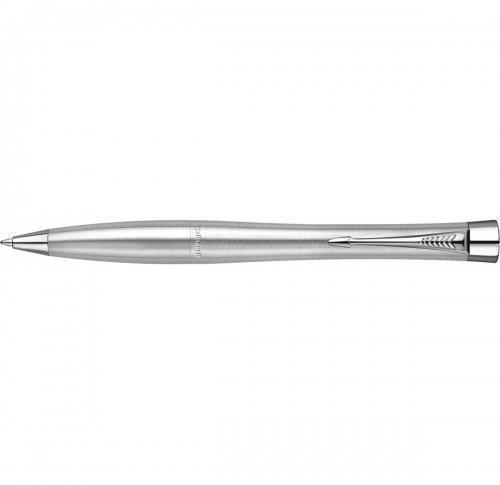 Parker Urban stainless steel ballpen with a twist action and blue ink- supplied in a gift box