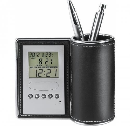 Desk Tidy And Clock Custom Logo