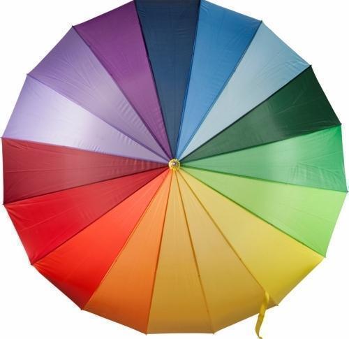 Branded Rainbow Umbrellas LGBTQ+ Gay Pride 6 Coloured Panels Wooden Handle