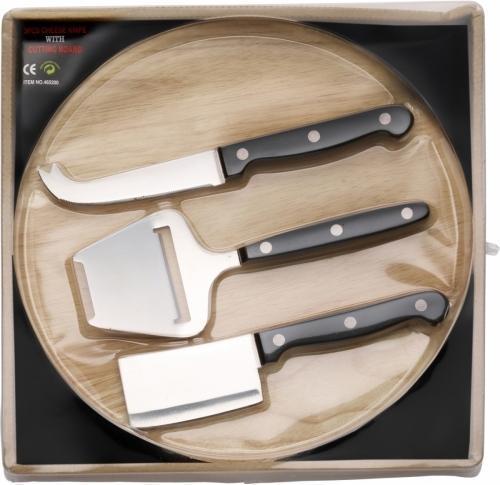 Cheese Board Set Wood Three Knives