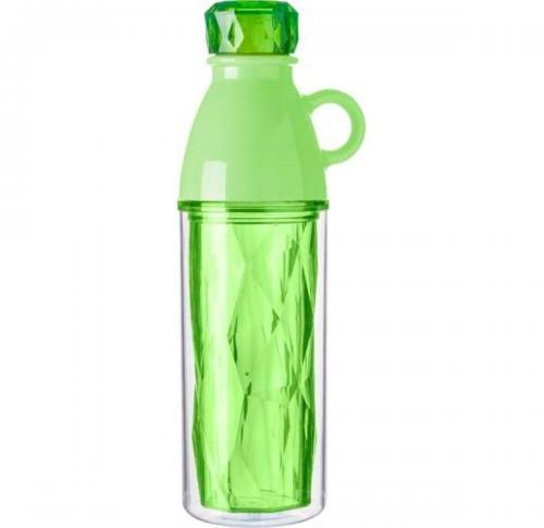 Plastic 500ml double walled bottle.