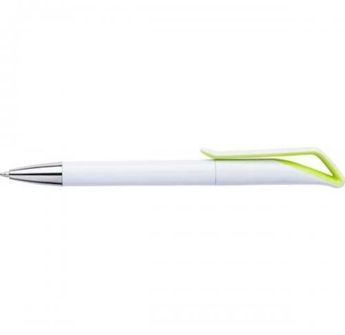 Plastic ballpen with blue ink.