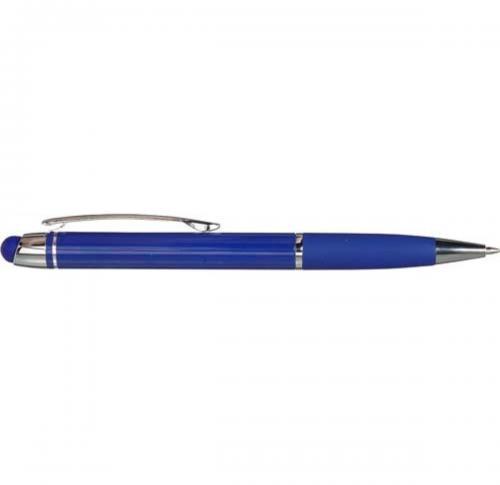 Aluminium ballpen with black ink and rubber tip.