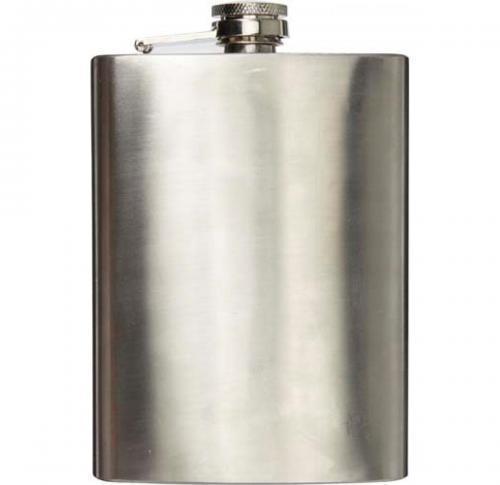 Stainless steel hip flask (320 ml) with screw cap. 