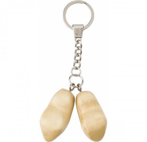 Steel key ring with a set of two varnished- wooden Dutch shoes