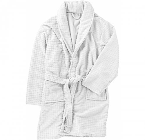 Polyester wellness set with waffle design bathrobe -  wash cloth  - pair of anti-slip slippers