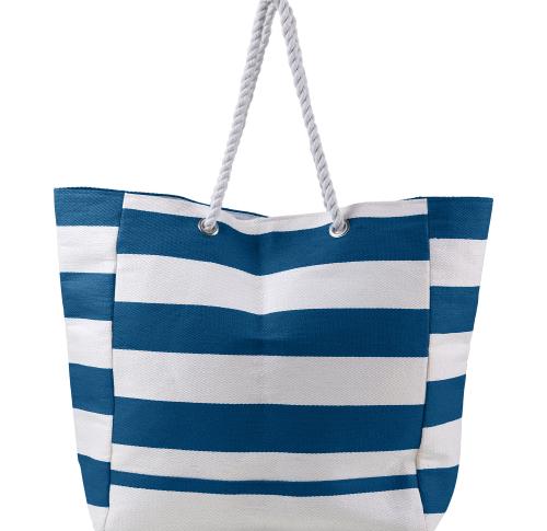 Printed Cotton Striped Beach Bags Cord Handles