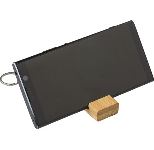 Bamboo key chain phone stand