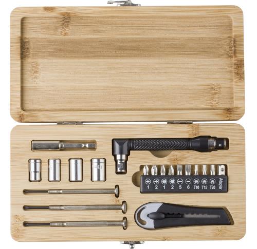 Tool set in bamboo case (20pc)