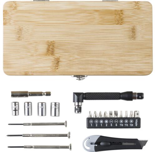 Tool set in bamboo case (20pc)