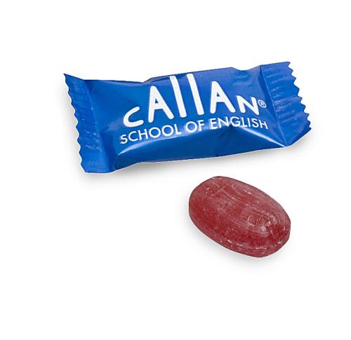 Flow pack with single fruit sweet (sugar free)