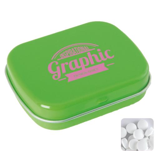 Promotional Flat tin with dextrose mints
