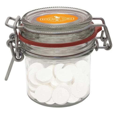 125ml/275gr Glass jar filled with peppermints
