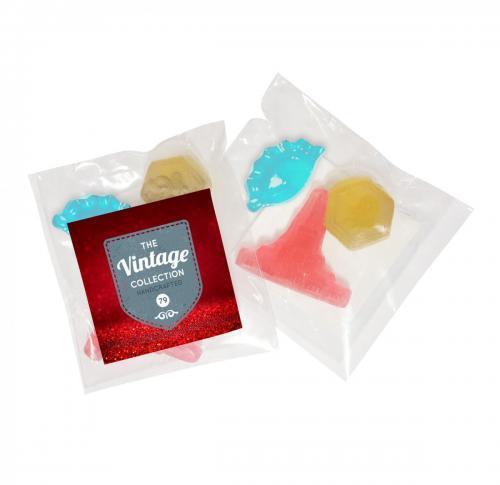 3pc Custom made gummy in a small bag with a full colour label