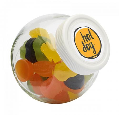 Brranded Candy Jars 395 Ml With White Plastic Lid And Filled With A Choice Of Special Category Sweets