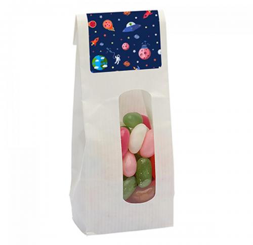 Kraft bag with window and filled with special category sweets