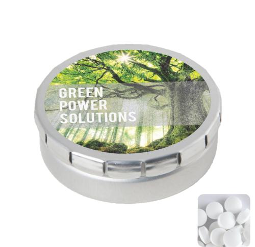 Custom Branded Round click tins with dextrose mints