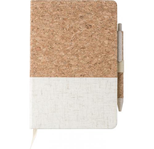 Promotional Printed Cork And Linen Notebooks (approx. A5) Cream