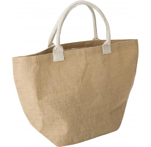 Logo Printed Jute Shopping Bags Cotton Handles