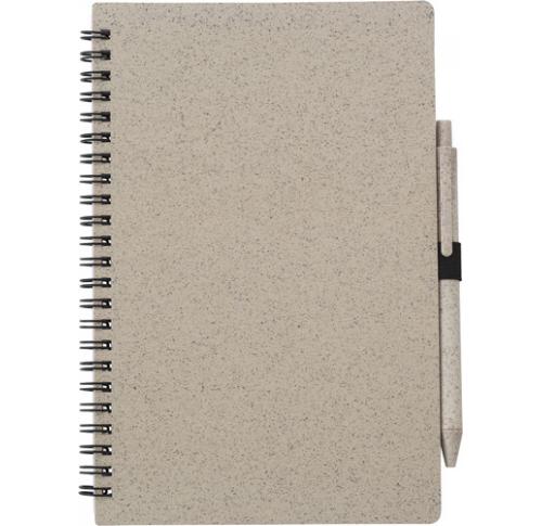 Promotional Eco Wheat Straw Spiral Notebooks With Pen (approx. A5)