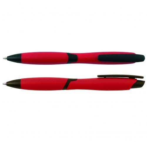 CURVY SOLID ballpen with solid coloured barrel and black clip 
