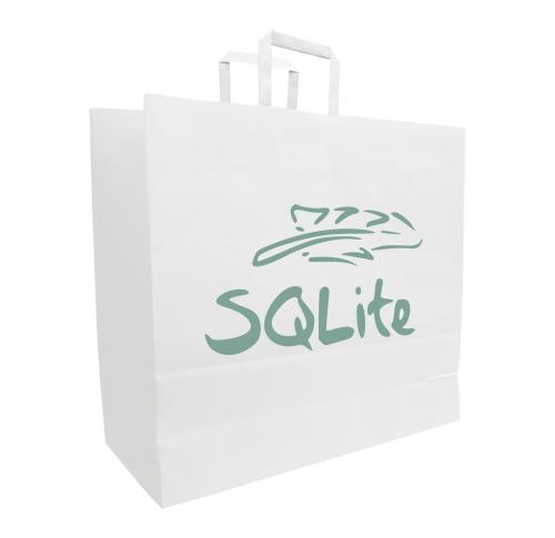 Logo Budget Paper Carrier Bag, Flat Handles - 340 X 180 X 350 Mm