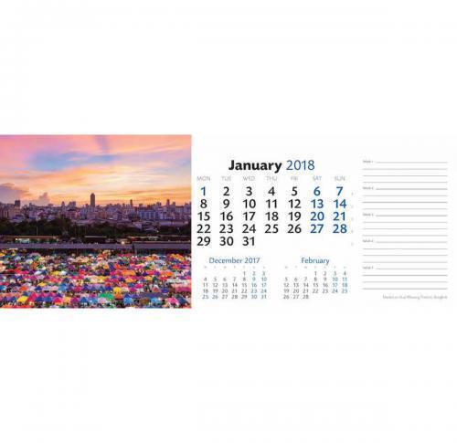 World By Night Desk Calendar 2025