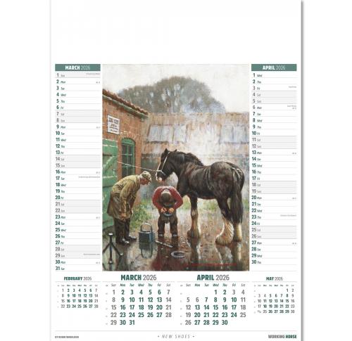 Wall Calendar - Working Horse - 6 Leaf