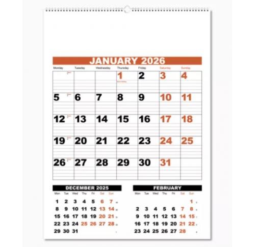 Commercial Planner Wall Calendar 2026