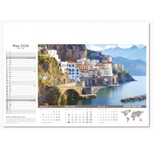 Worldwide Wall Calendar 2026 Printed Business Logo