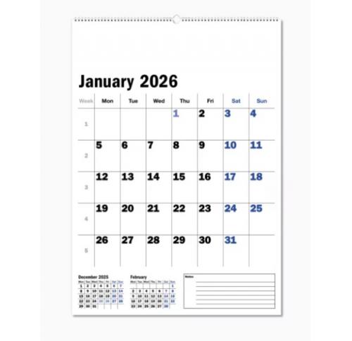 Jotta Box Blue & Black Wall Calendar 2026