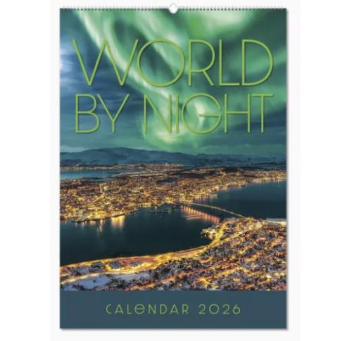 World By Night Wall Calendar 2026