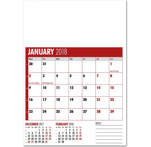 Jotta Wirobound - Red/Black Wall Calendar 2025