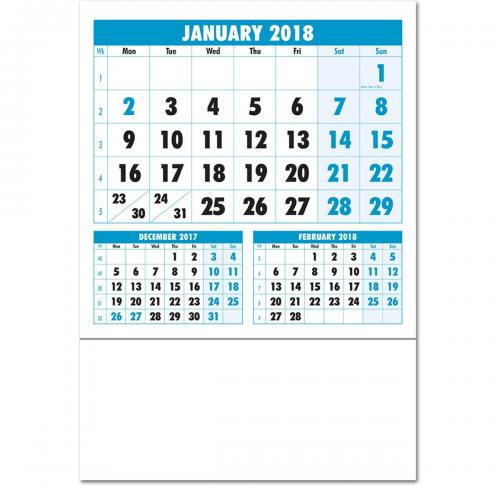 Custom Business 2025 Bold Figure Backboard - Blue/Black Wall Calendars