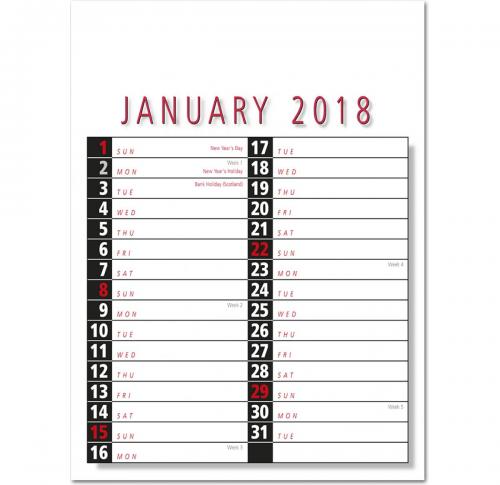 Personalised Commercial Engagement - Red/Black Wall Calendars 2025