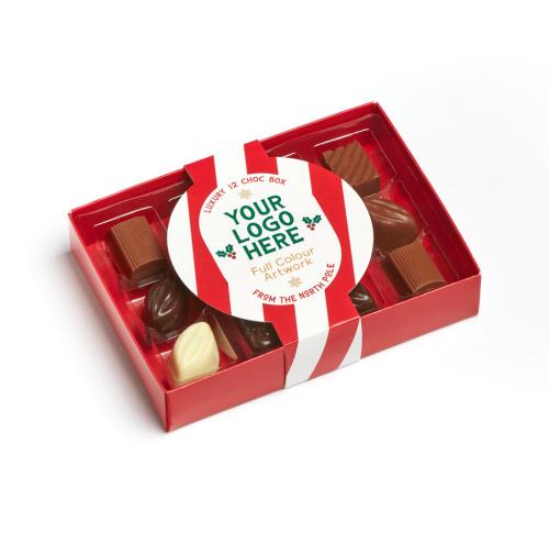 Luxury Christmas 12 Chocolate Truffles Gift Boxes Printed Logo