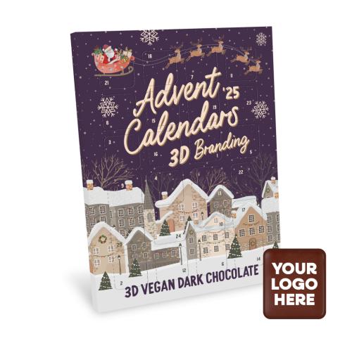 Branded Maxi Vegan Dark Chocolate Advent Calendar 3D Branding 71% Cocoa