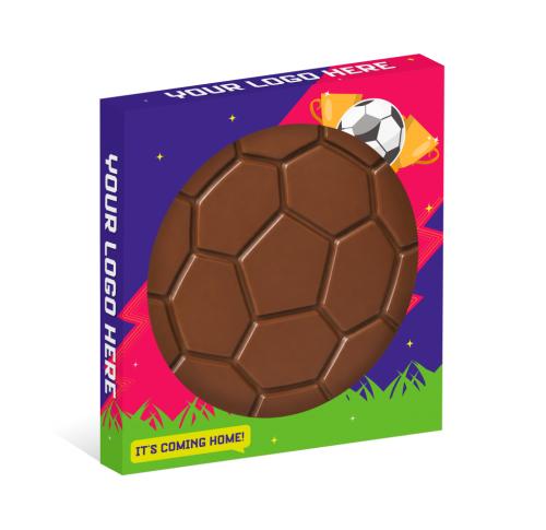 Branded Eco Window Box -  Custom Milk Chocolate Football  3D Disc - 100mm