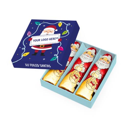 Eco Mini Treat Box - Foiled Santas - X6 - Sustainable Packaging