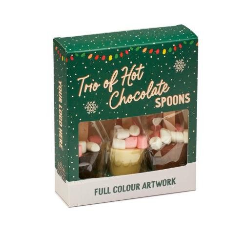 Christmas Trio Of Branded Hot Chocolate Spoon - Milk, White & Dark