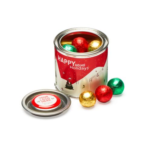 Branded Christmas Small Paint Tin Solid Chocolate Balls