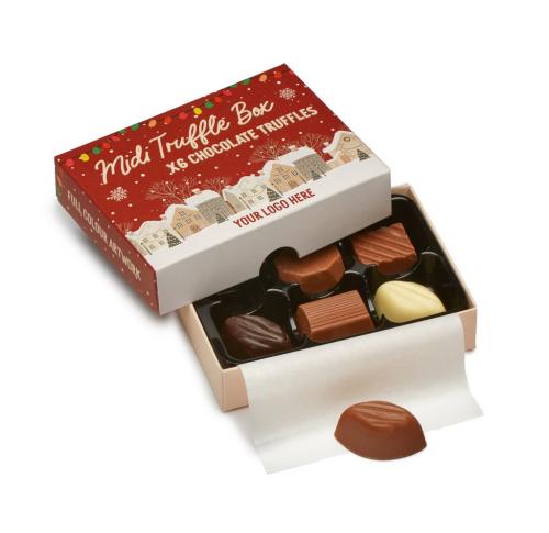 Christmas Midi Truffle Box 6 Chcolate Truffles Printed Logo
