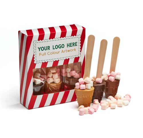 Custom Printed Trio Of Hot Chocolate Spoons - Gold, Milk And Dark