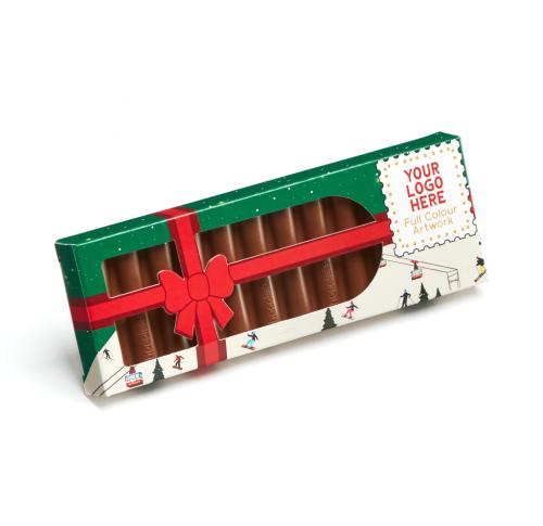 Christmas 12 Baton Chocolate Gift Box 41% Cocoa Printed Logo